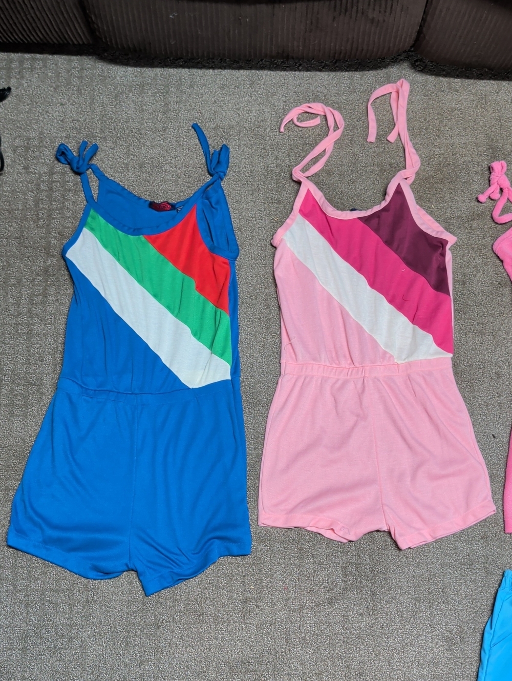 Longstreet blue, pink , aVintage 70s/80s Longstreet Colorblock Romper Lot
